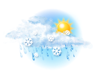 Meist bewölkt,
Schneeregen