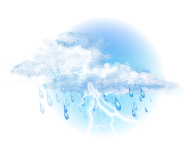 Stark bewölkt,
Regen, Gewitter