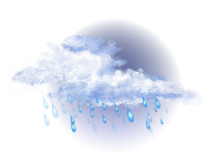 Stark bewölkt,
Regen