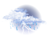 Stark bewölkt,
Regen, Gewitter